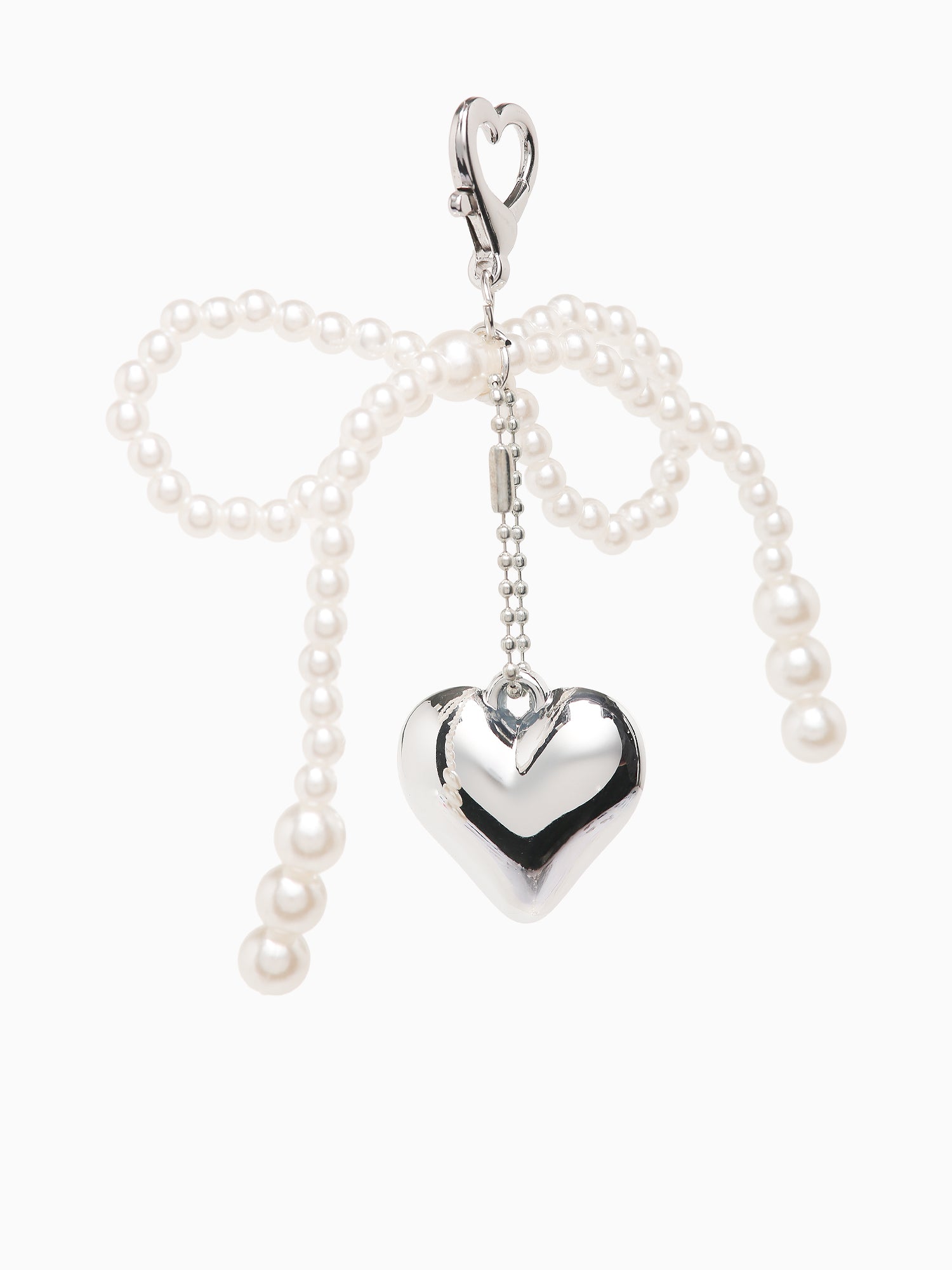 Pearly Bow Heart charm White Pearl