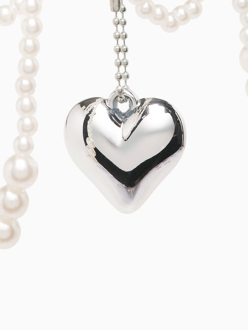 Pearly Bow Heart charm White Pearl