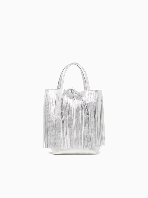 Shopper Mini Laminato Argento Silver