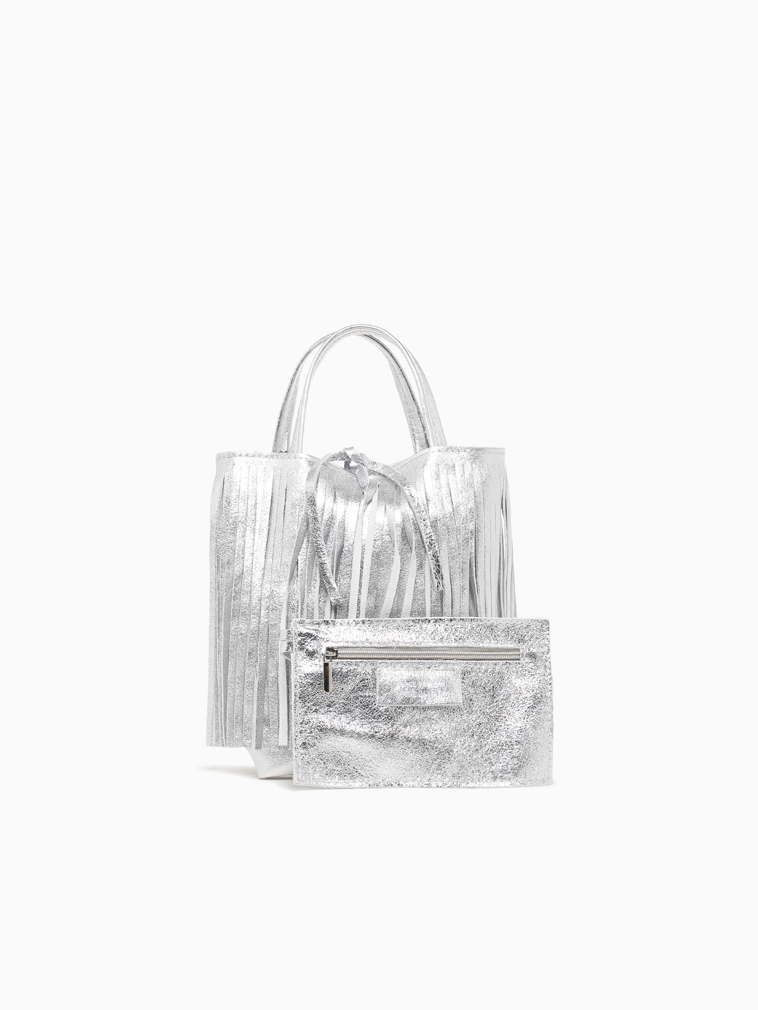 Shopper Mini Laminato Argento Silver