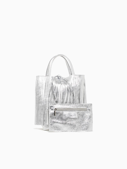 Shopper Mini Laminato Argento Silver