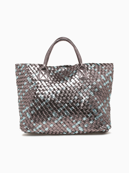 Woven Tote Pewter Multi Grey Multi