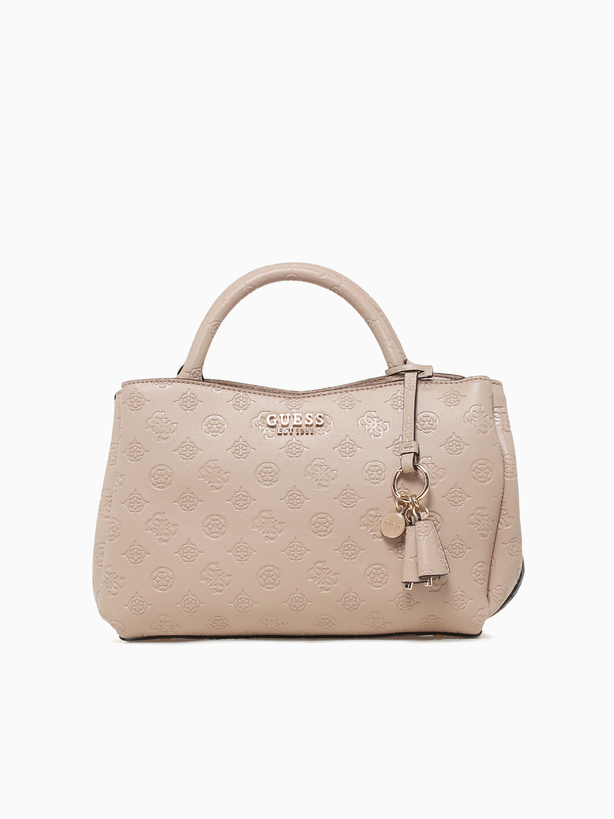 GUESS Phoebe Girlfriend Satchel - Sacoche Femme En PU Gravé Pivoine - Bandoulière Réglable - 12.5 X 5 X 7.75 Cm
