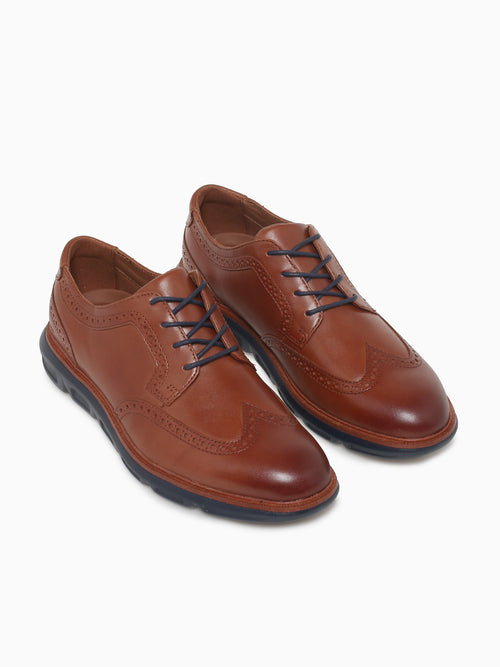 Larkin Wing Tip Tan Leather 204168 Tan / 8 / M