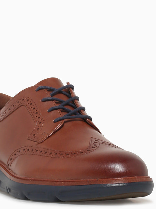 Larkin Wing Tip Tan Leather 204168 Tan / 8 / M