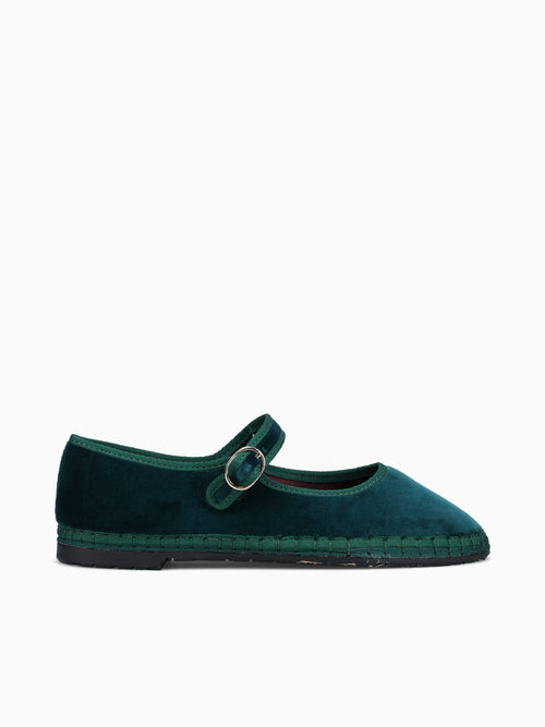 Mary Jane Leonor Dark Green Velvet Green / 36 / M