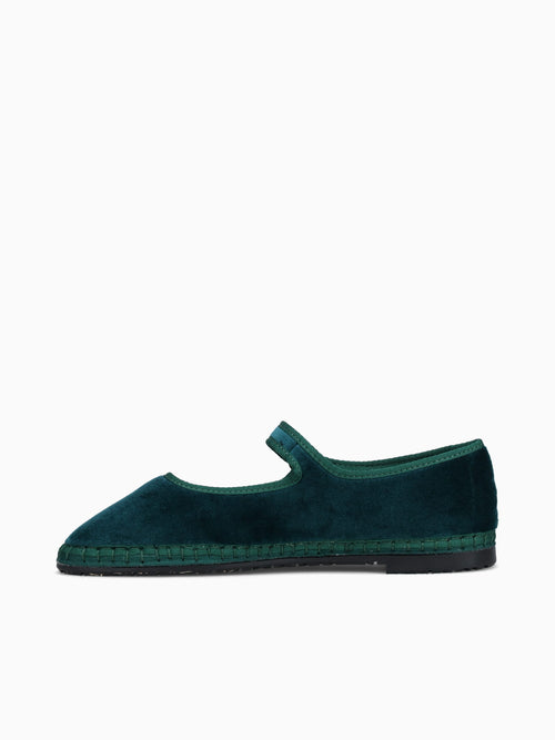Mary Jane Leonor Dark Green Velvet Green / 36 / M