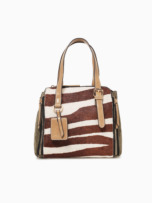 Lisa Top Handle Zeebra Print Brown Multi