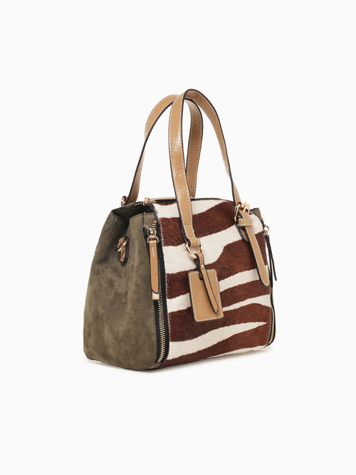 Lisa Top Handle Zeebra Print Brown Multi