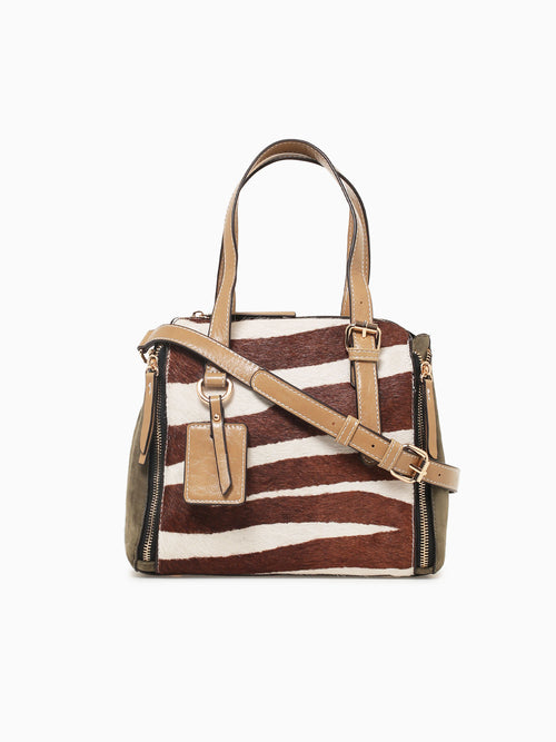 Lisa Top Handle Zeebra Print Brown Multi