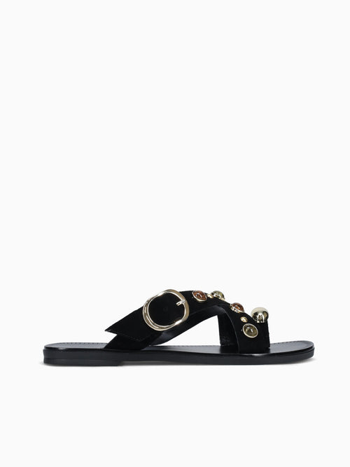 Loretta Black Gold suede Black / 5 / M