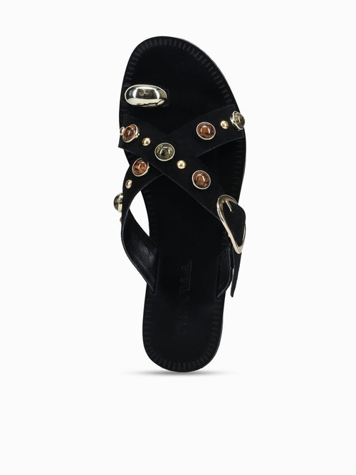 Loretta Black Gold suede Black / 5 / M