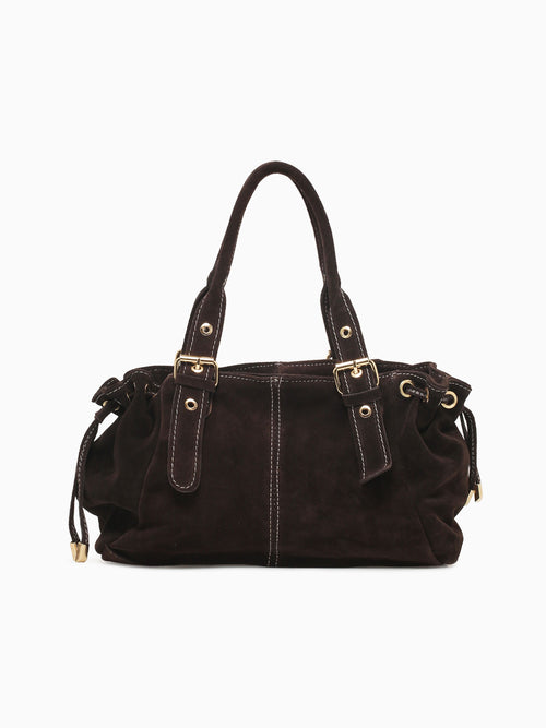 Beltra Suede Top Handle Cioccolato Dark Brown