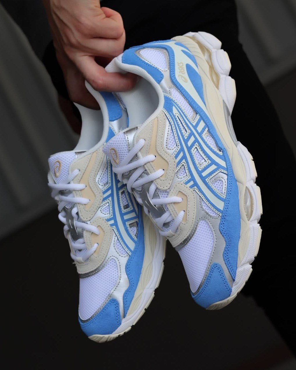 Gelnyc White Blue coast suede Mesh