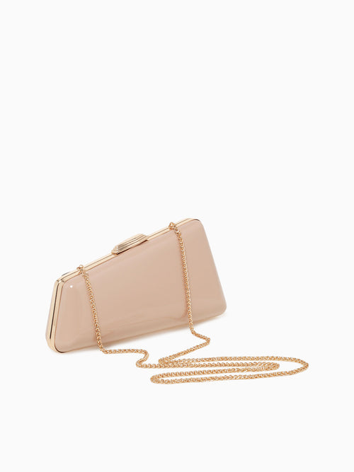 Irene Patent Box Bag Nude Beige