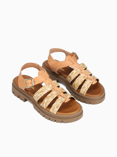 1744 Natural Leather Raffia Natural / 36 / M