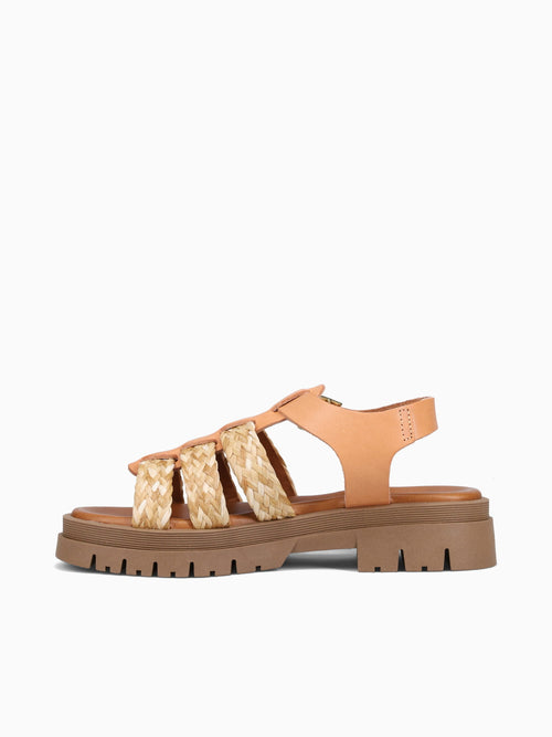 1744 Natural Leather Raffia Natural / 36 / M