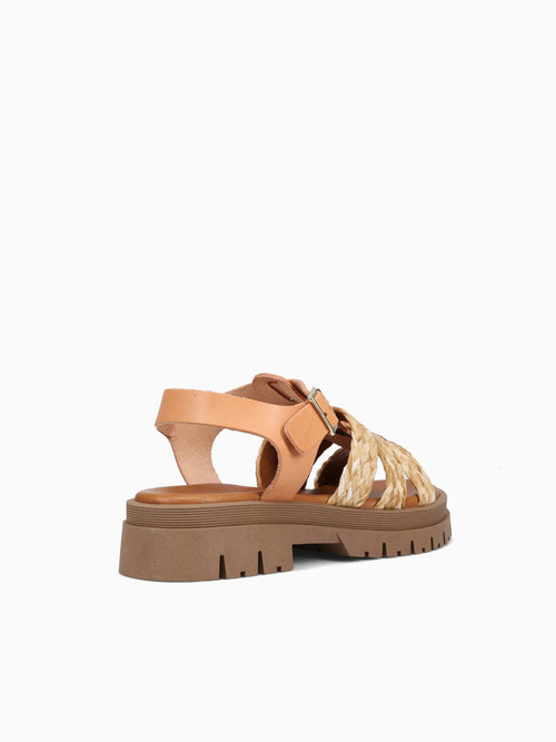 1744 Natural Leather Raffia Natural / 36 / M
