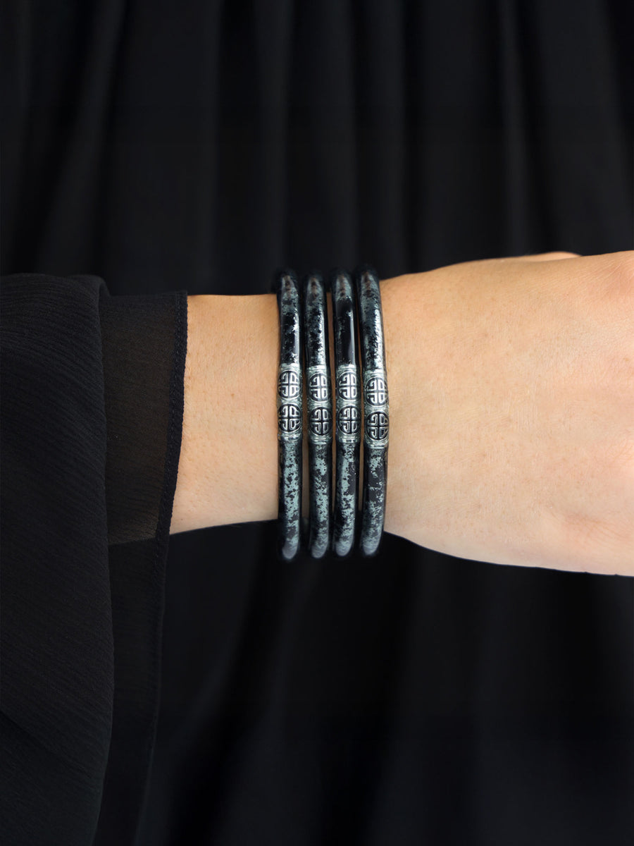 Koi Marble All Weather Bangles Pewter / S
