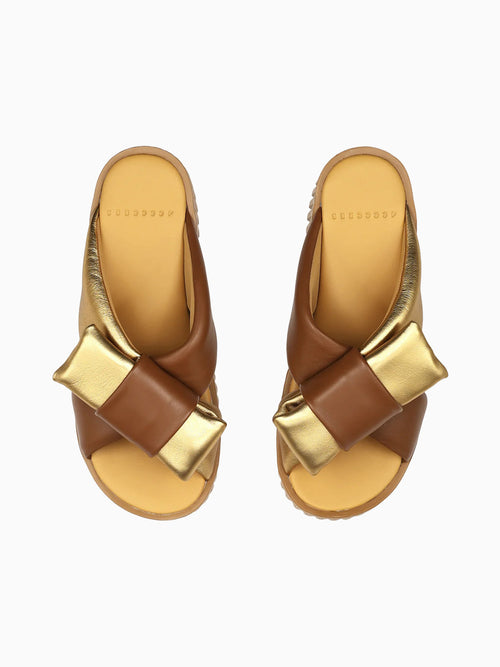 Plia Bow Gold Metallic Leather Gold / 36 / M