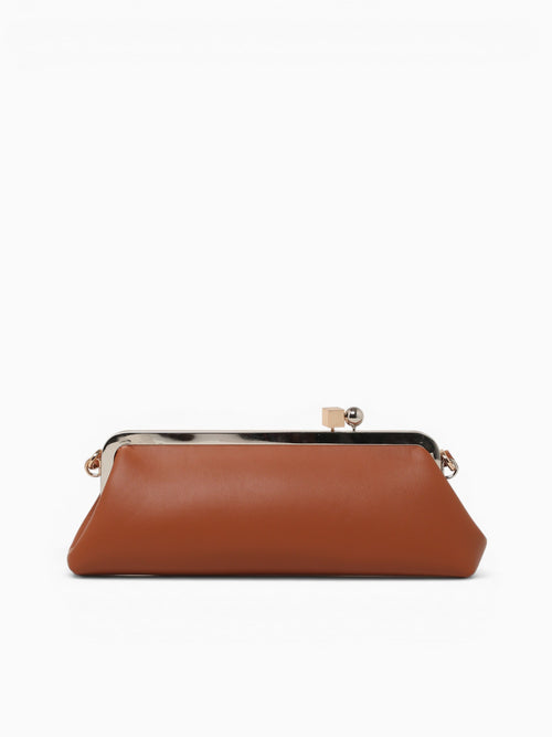 Valentina Kisslock Clutch Tan Tan