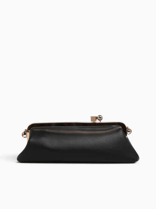 Valentina Kisslock Clutch Black Black