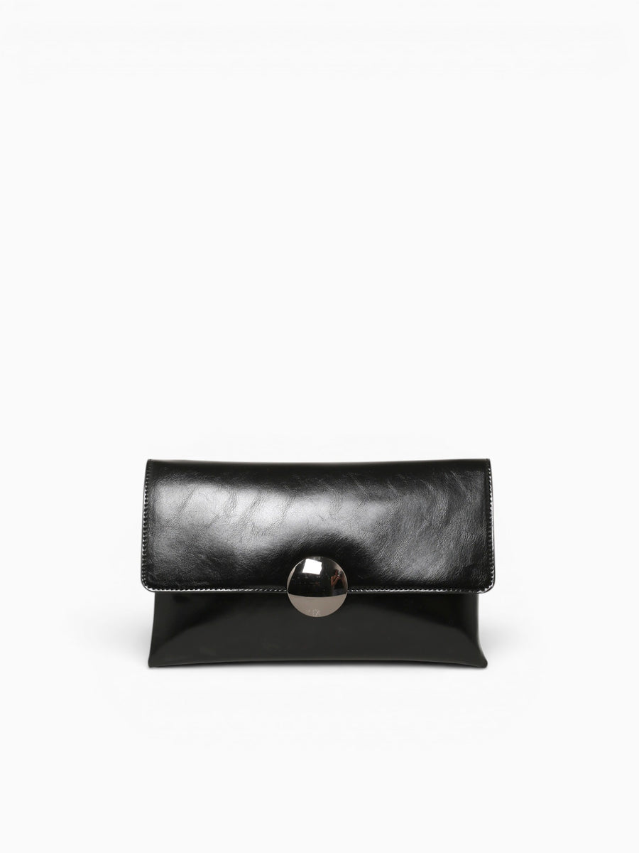 Delia Clutch Black Pat Black