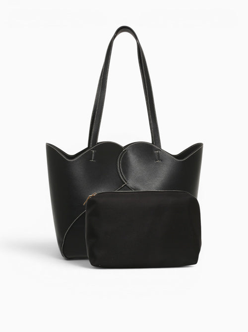 Curved Tote Black Black
