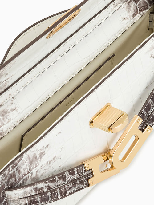 Bria Top Handle White Croc White