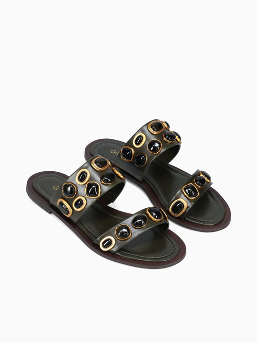 Nerea Oliva Leather Dark Green / 5 / M