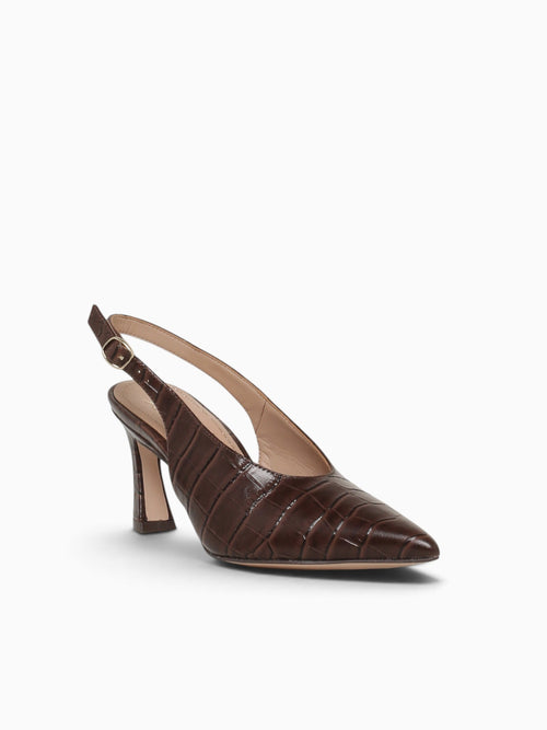 Elaine Chocolate Bar Croco Leather Dark Brown / 5 / M