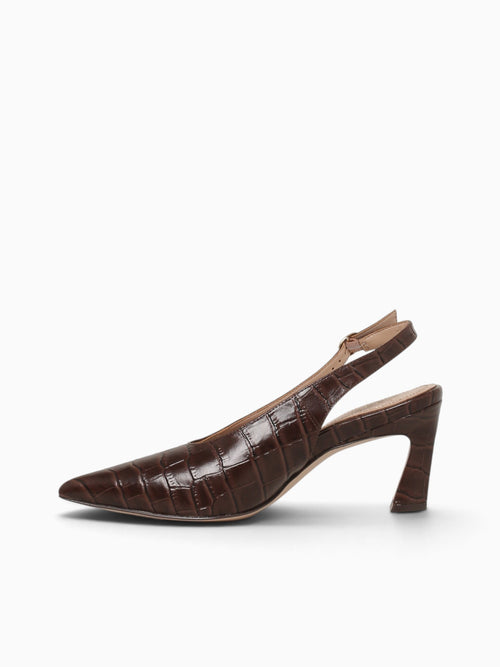 Elaine Chocolate Bar Croco Leather Dark Brown / 5 / M