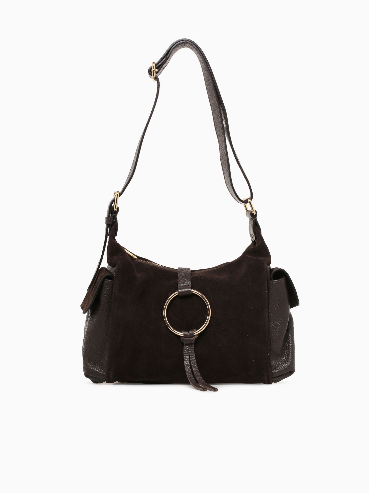 Sattas Suede Match Shoulder Bag Beige Beige