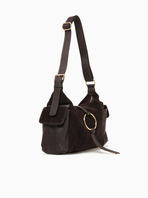 Sattas Suede Match Shoulder Bag Beige Beige