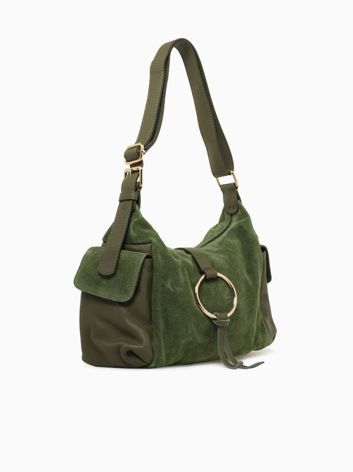 Sattas Suede Match Shoulder Bag Green Green