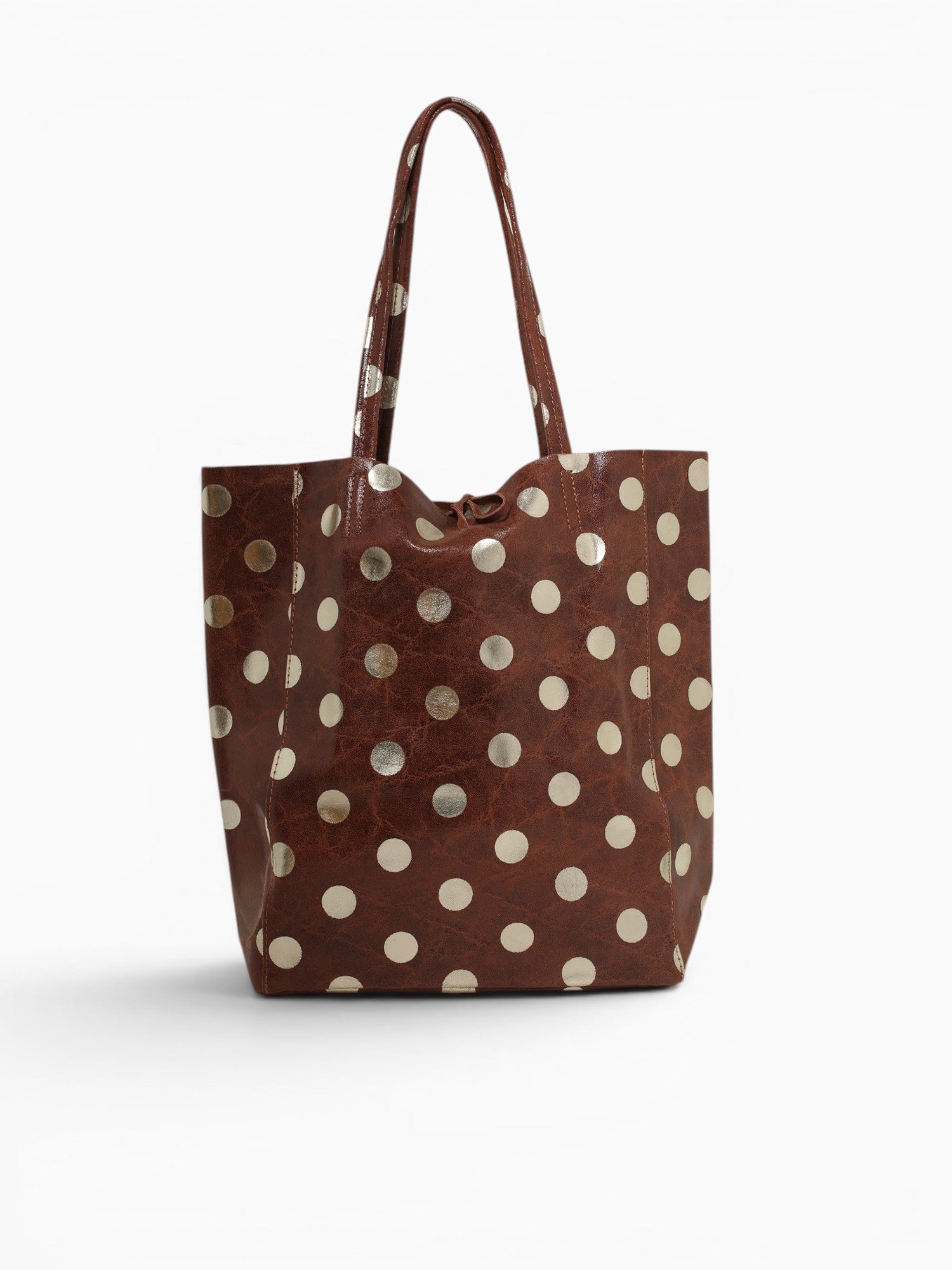 Shopper Big Golden Dots Brown Brown