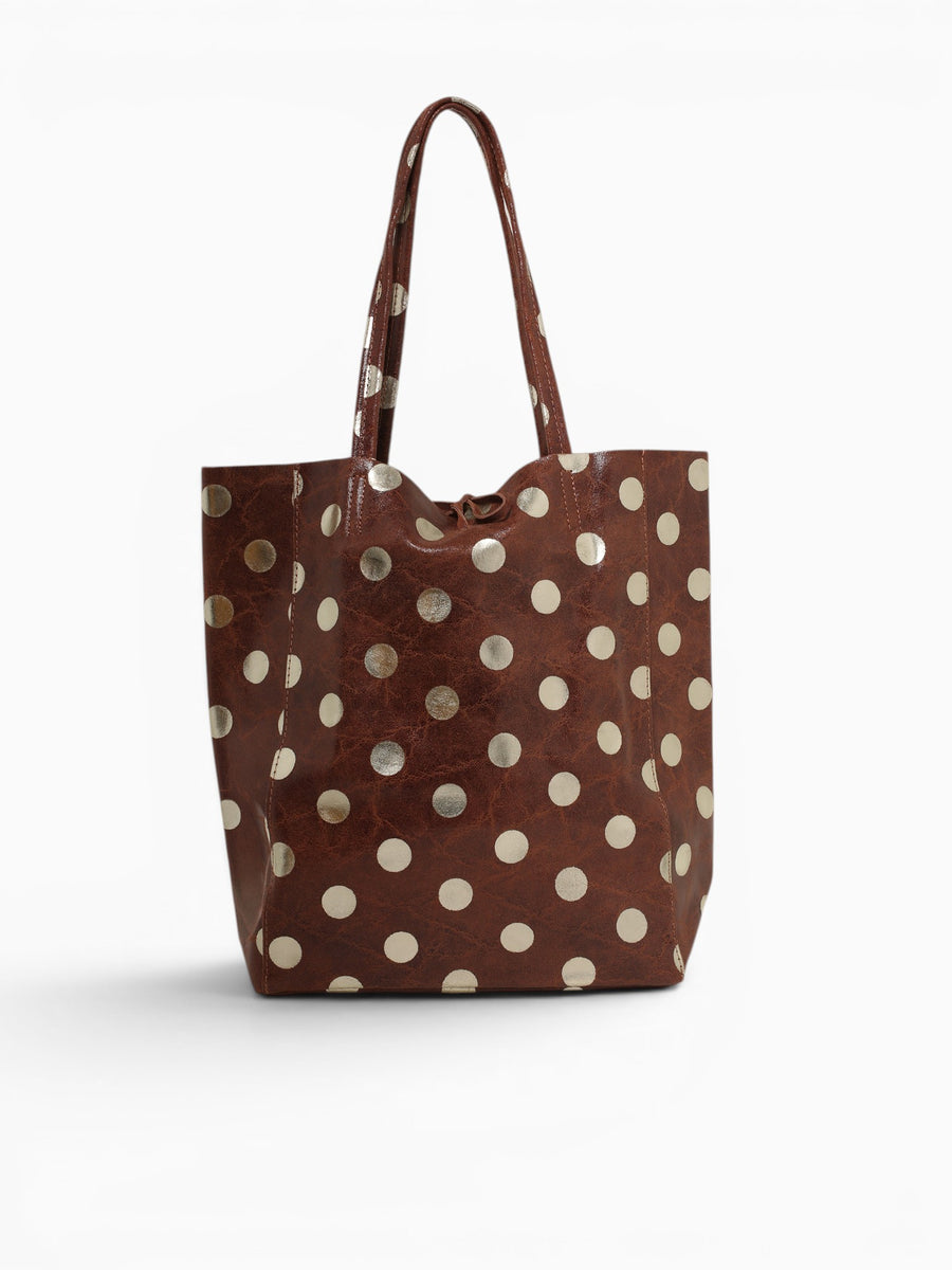 Shopper Big Golden Dots Brown Brown