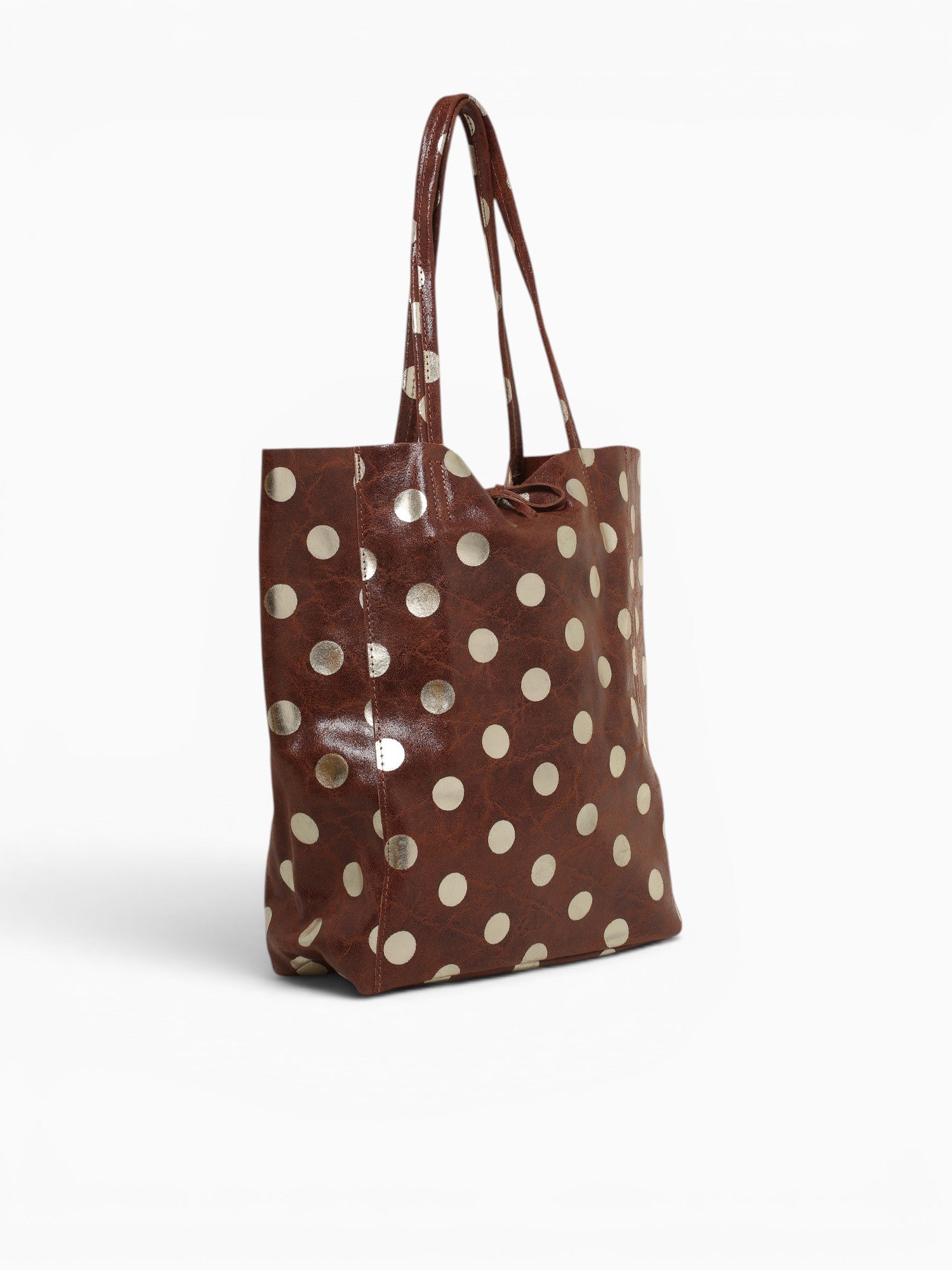 Shopper Big Golden Dots Brown Brown