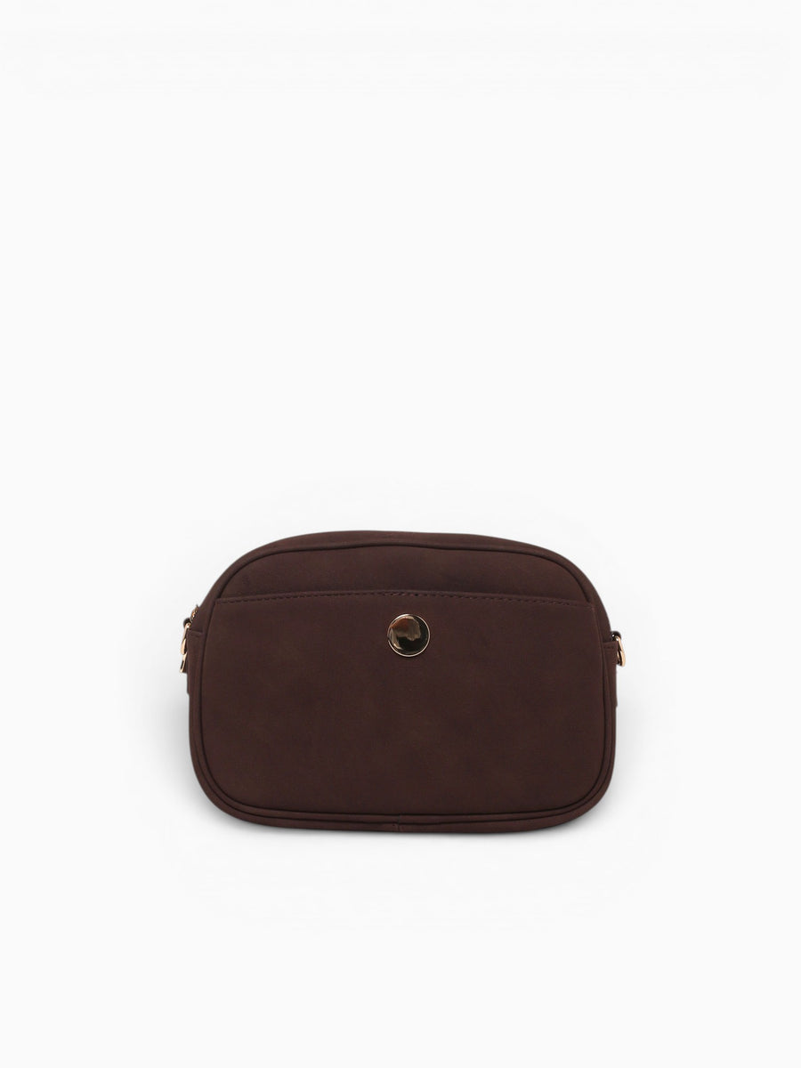 Button Crossbag Brown Dark Brown