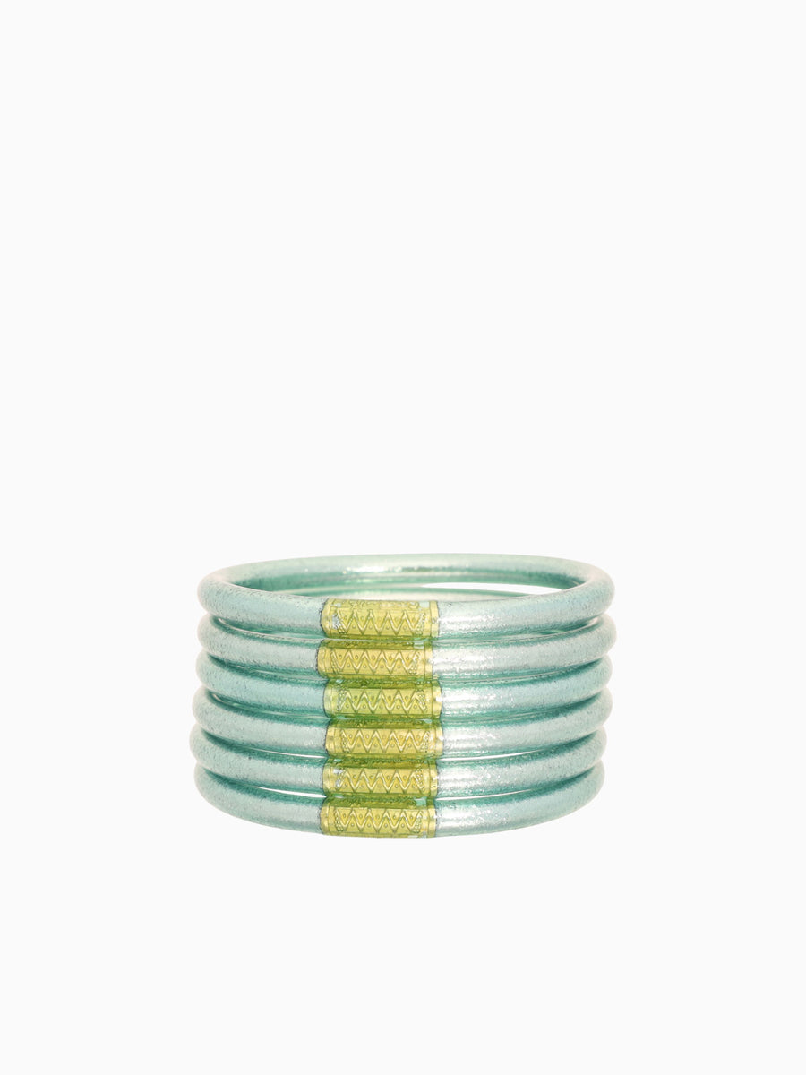 Mint All Weather Bangles (set Of 6) Light Green / S