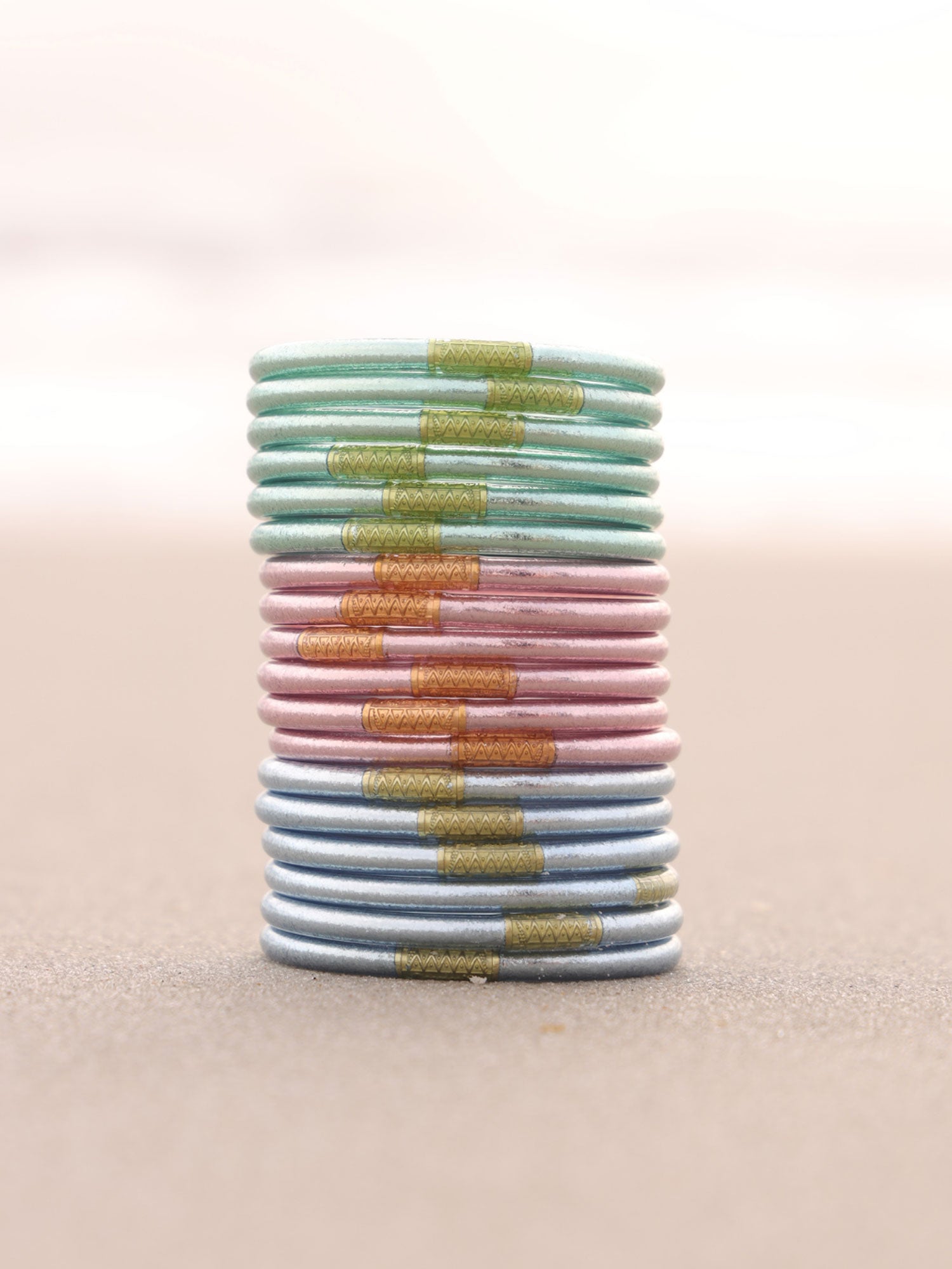 Ice Rose All Weather Bangles (set Of 6) Pink / S