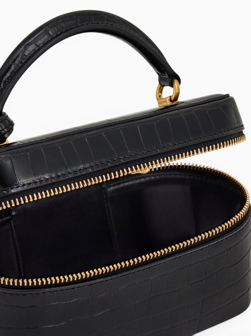 Cleo Top Handle Black Croc Black