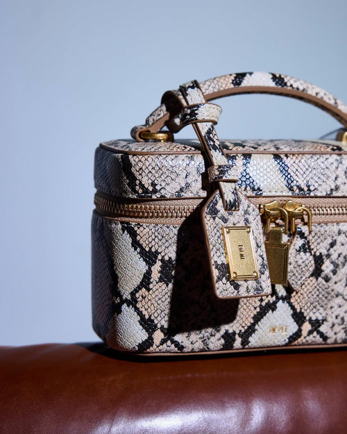 Cleo Top Handle Beige Snake