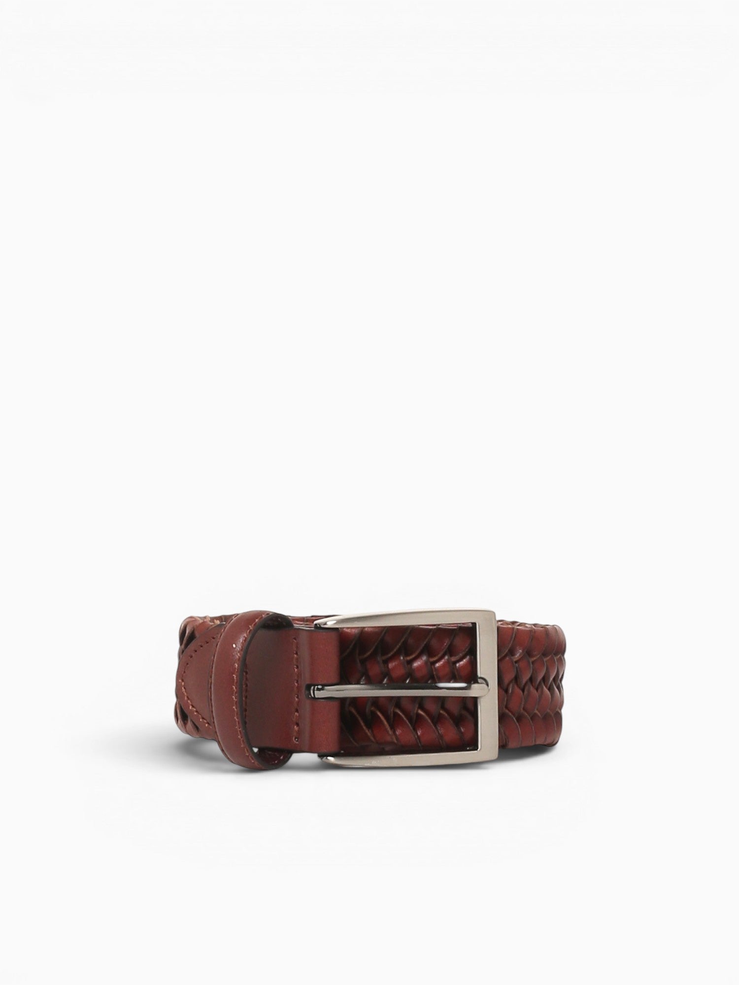 Strech Leather Braided Belt Cognac Lea Tan / 32