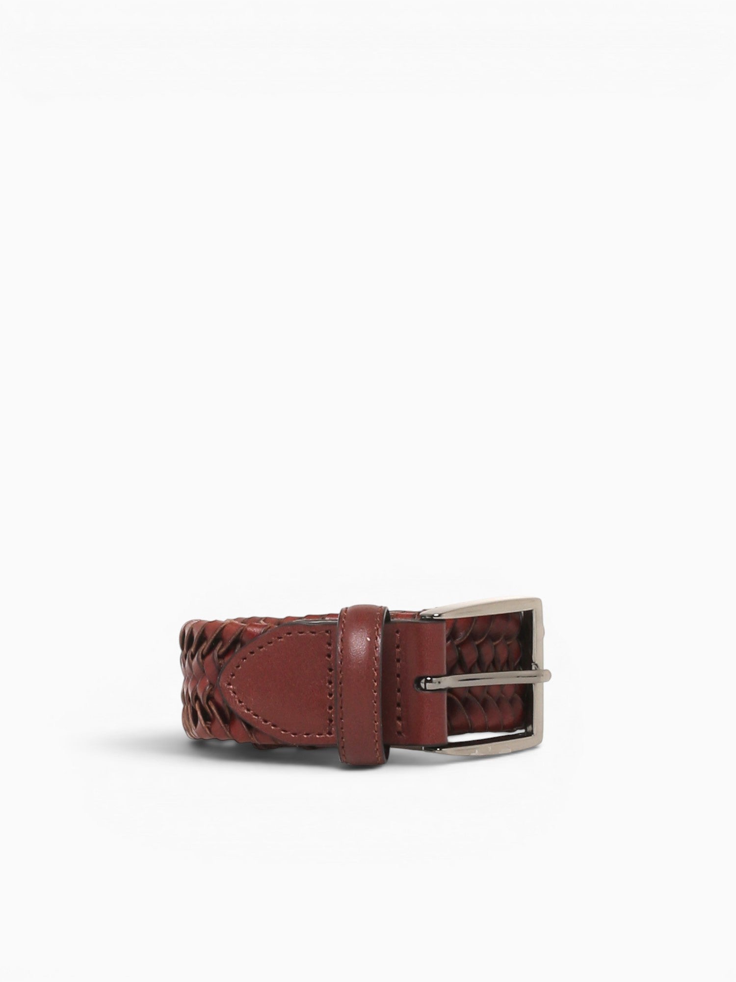 Strech Leather Braided Belt Cognac Lea Tan / 32