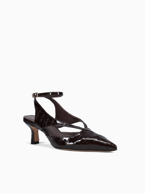 Jackie Chocolate Sauce Croco Gloss Brown / 5 / M