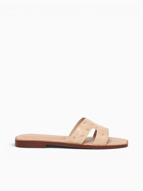 Dayness Beige Ostrich Print Leather Beige / 5 / M