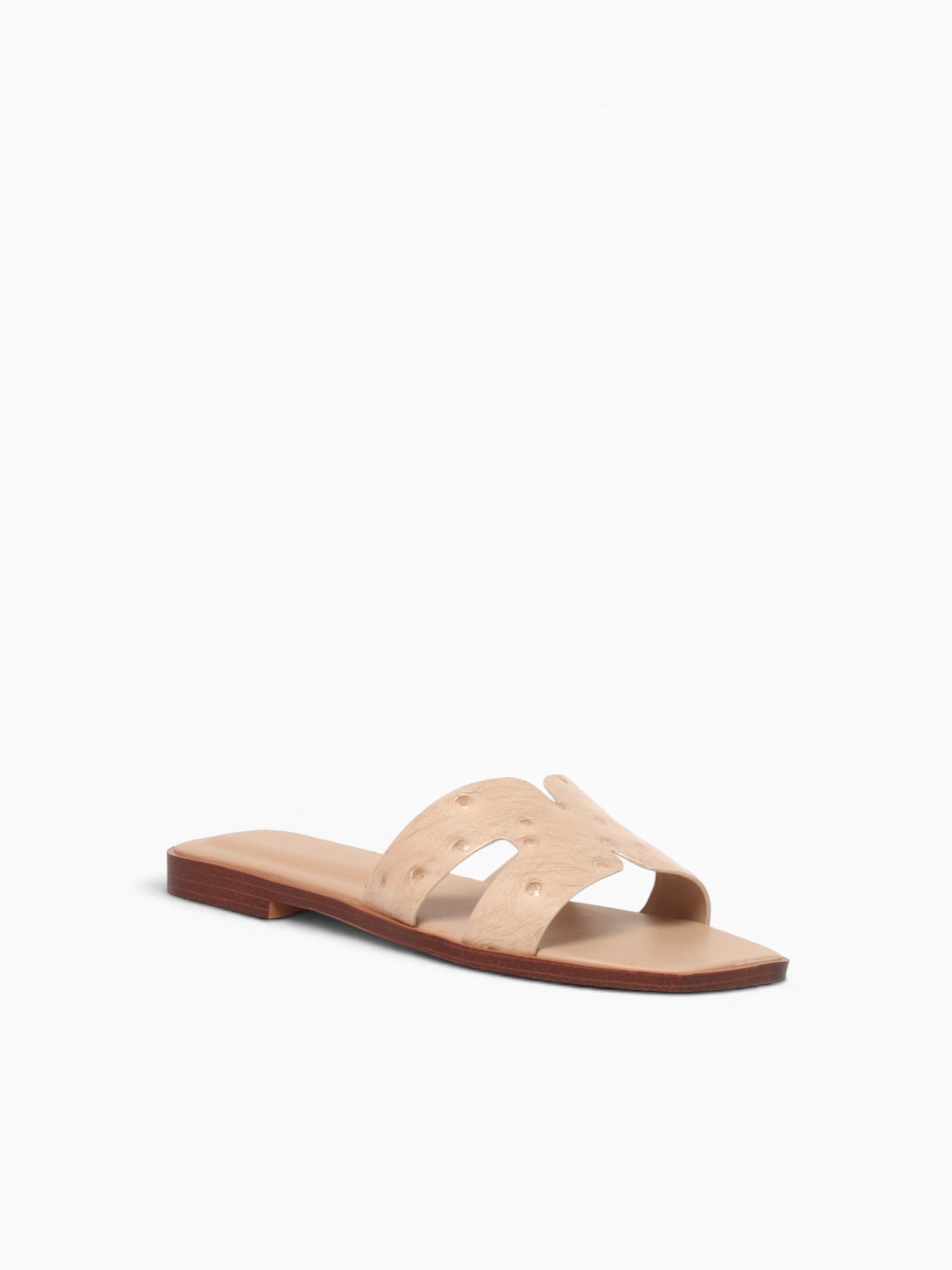 Dayness Beige Ostrich Print Leather Beige / 5 / M