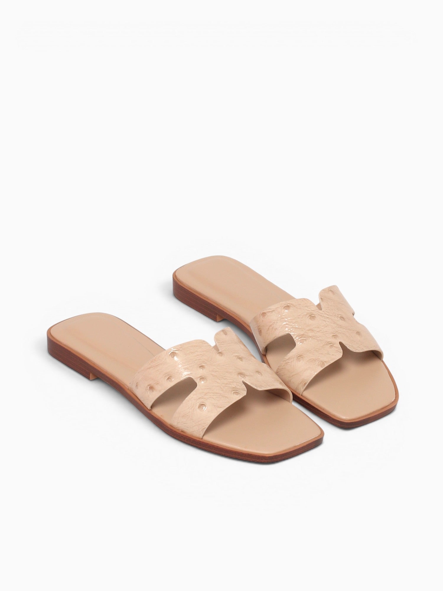 Dayness Beige Ostrich Print Leather Beige / 5 / M