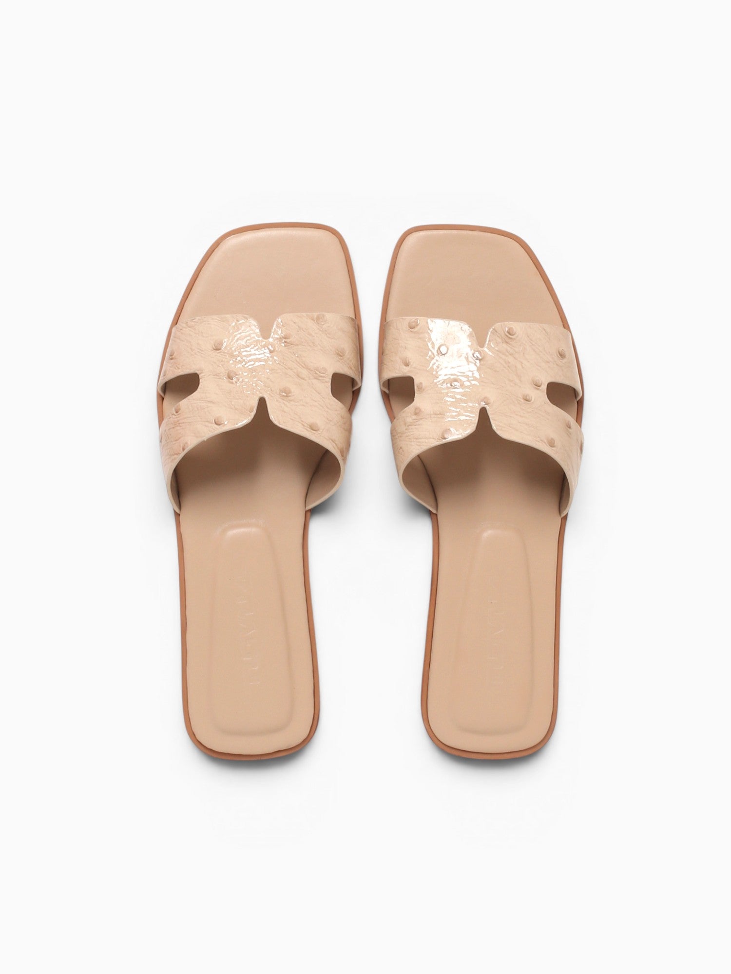 Dayness Beige Ostrich Print Leather Beige / 5 / M